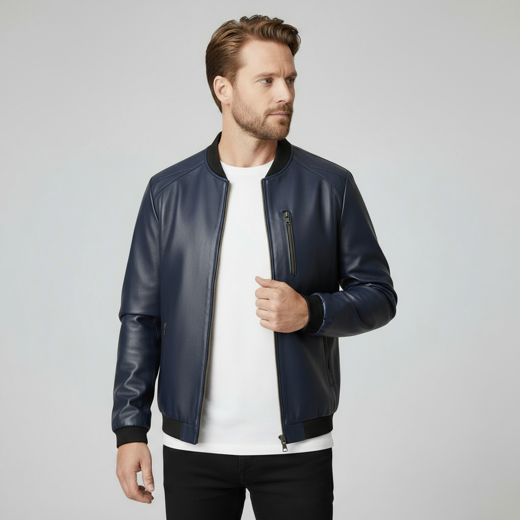 UrbanAviator Men's Leather Bomber Jacket